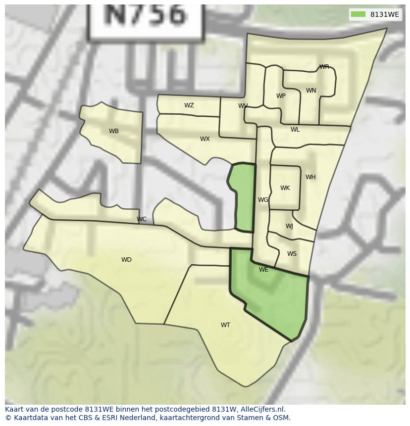 Afbeelding van het postcodegebied 8131 WE op de kaart.