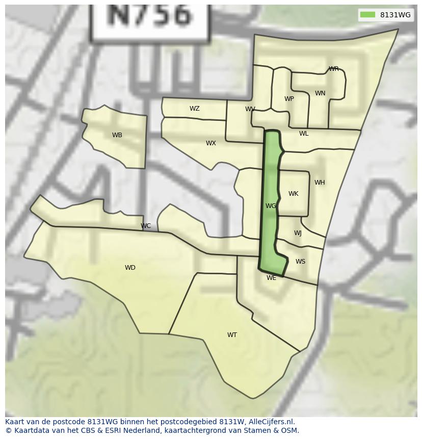 Afbeelding van het postcodegebied 8131 WG op de kaart.