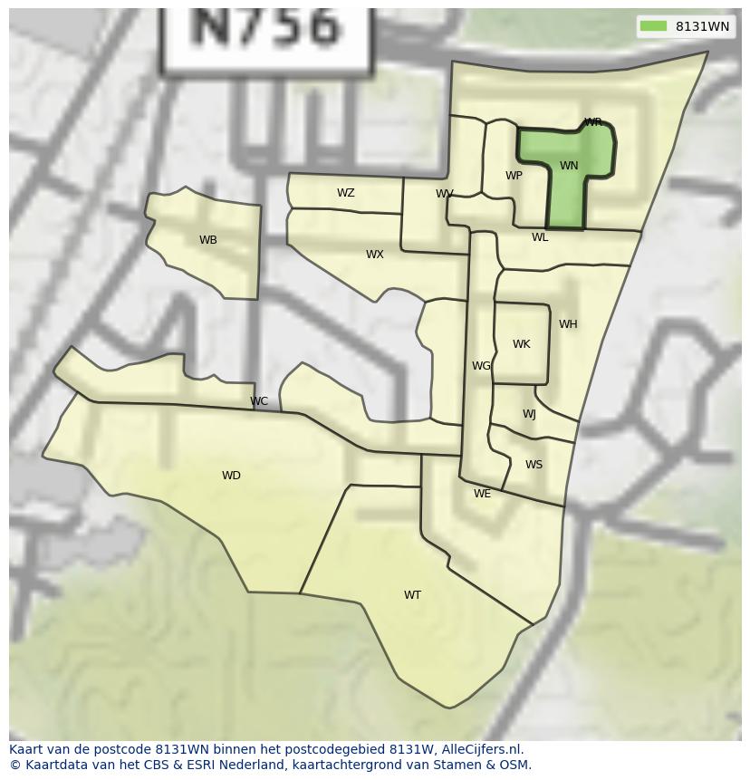Afbeelding van het postcodegebied 8131 WN op de kaart.