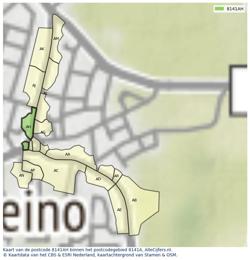 Afbeelding van het postcodegebied 8141 AH op de kaart.