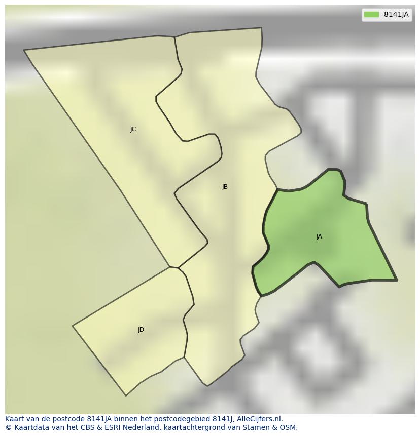 Afbeelding van het postcodegebied 8141 JA op de kaart.