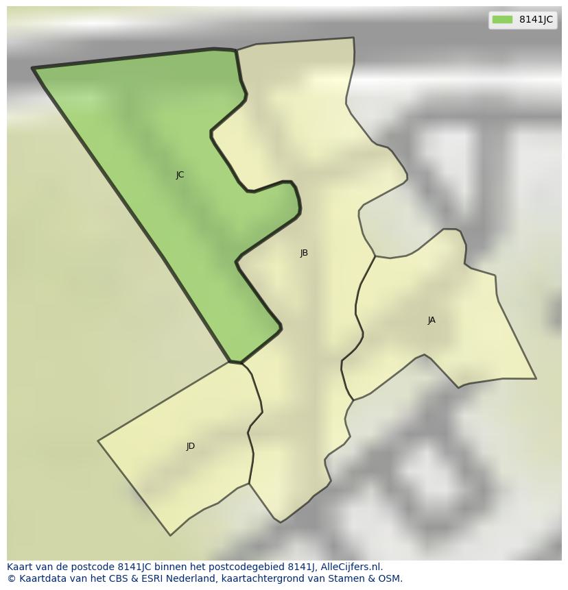 Afbeelding van het postcodegebied 8141 JC op de kaart.
