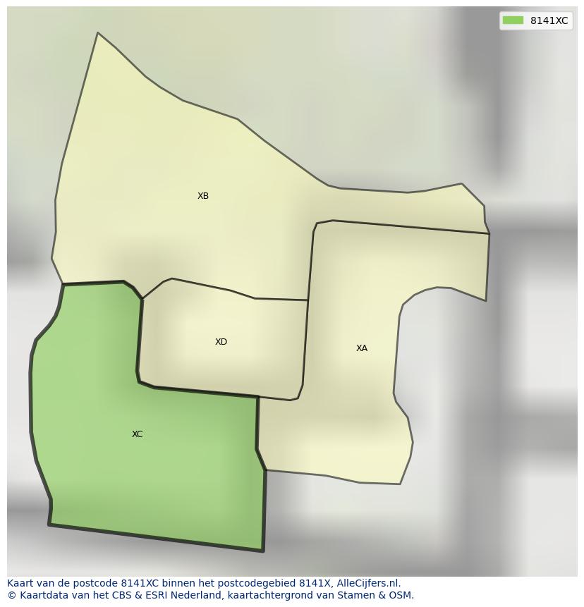 Afbeelding van het postcodegebied 8141 XC op de kaart.