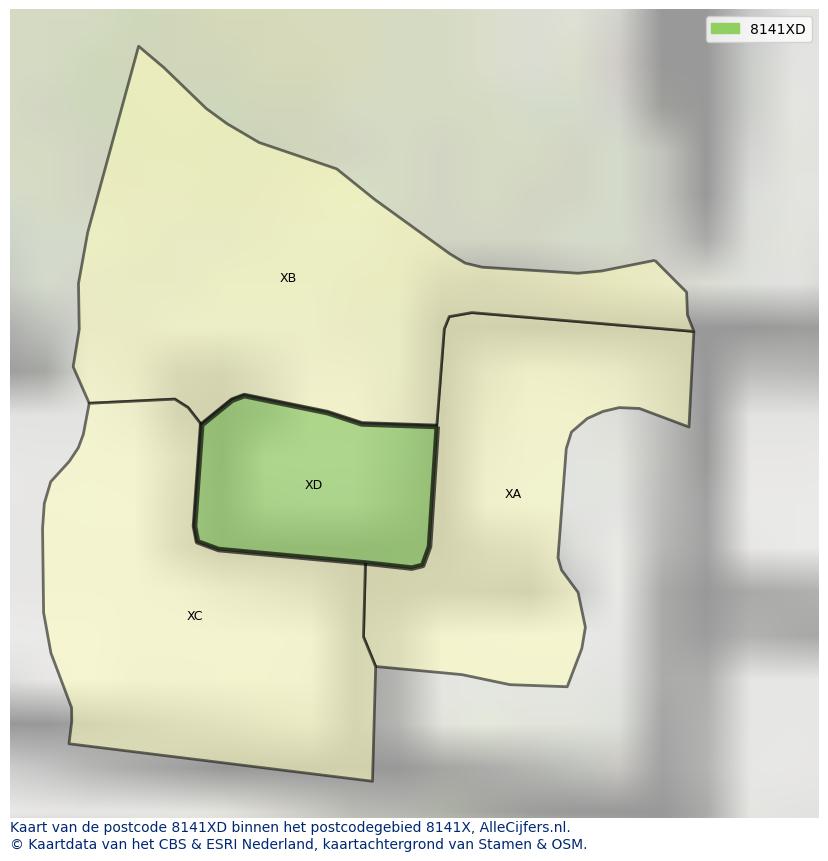 Afbeelding van het postcodegebied 8141 XD op de kaart.