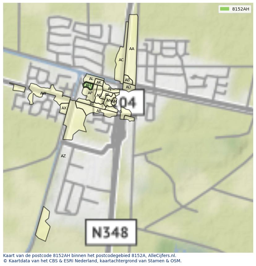 Afbeelding van het postcodegebied 8152 AH op de kaart.