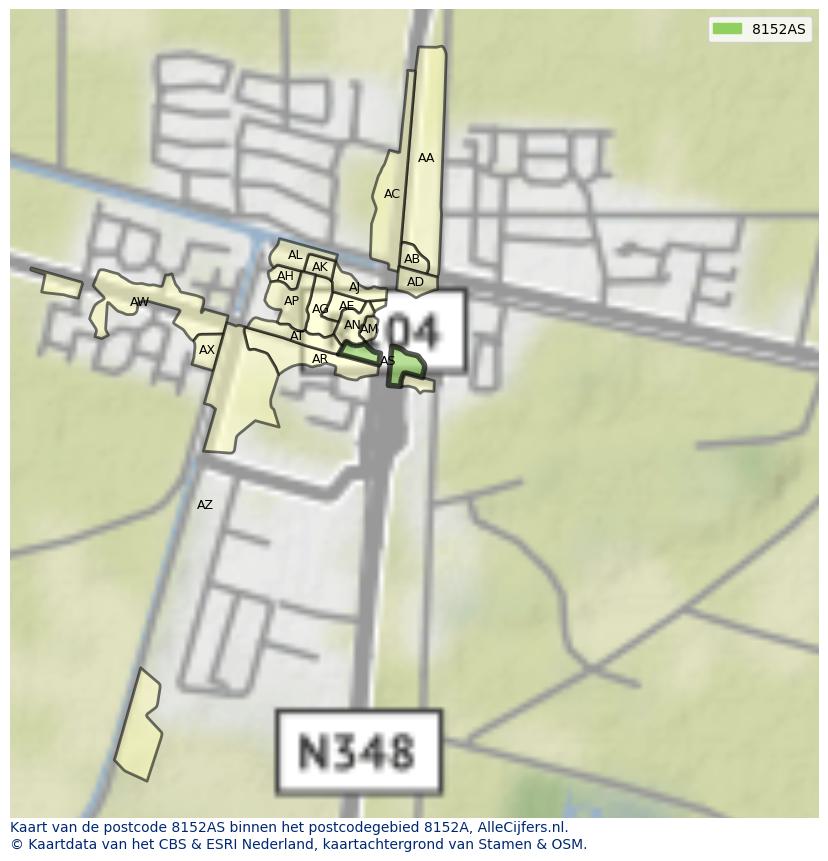 Afbeelding van het postcodegebied 8152 AS op de kaart.