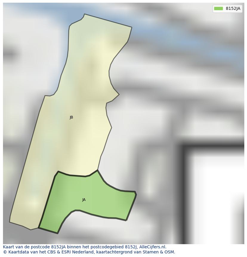 Afbeelding van het postcodegebied 8152 JA op de kaart.