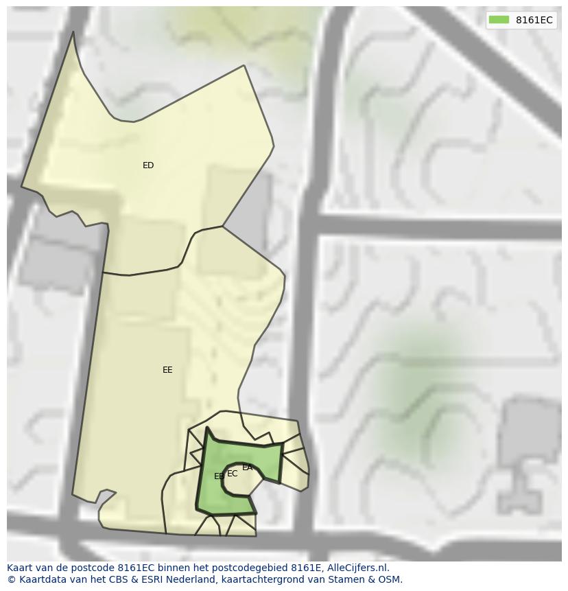 Afbeelding van het postcodegebied 8161 EC op de kaart.