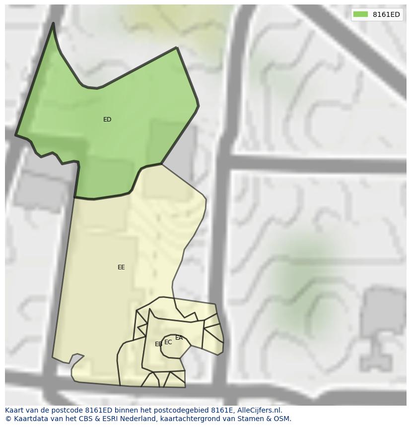 Afbeelding van het postcodegebied 8161 ED op de kaart.