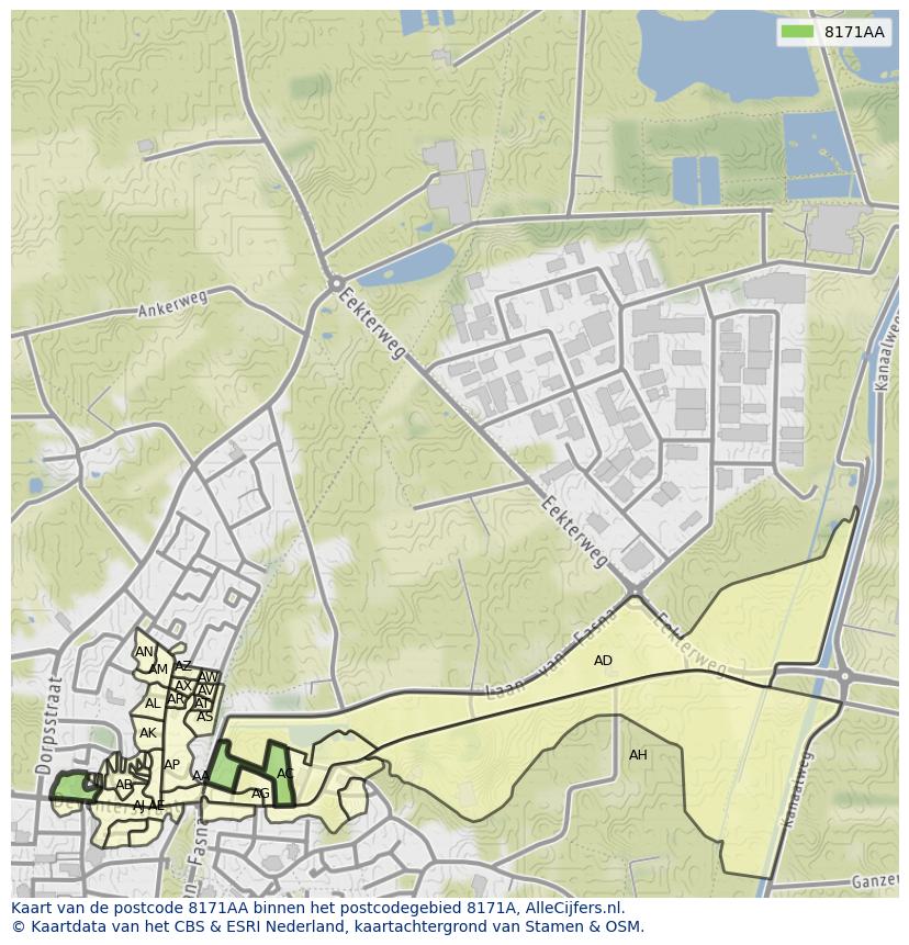 Afbeelding van het postcodegebied 8171 AA op de kaart.