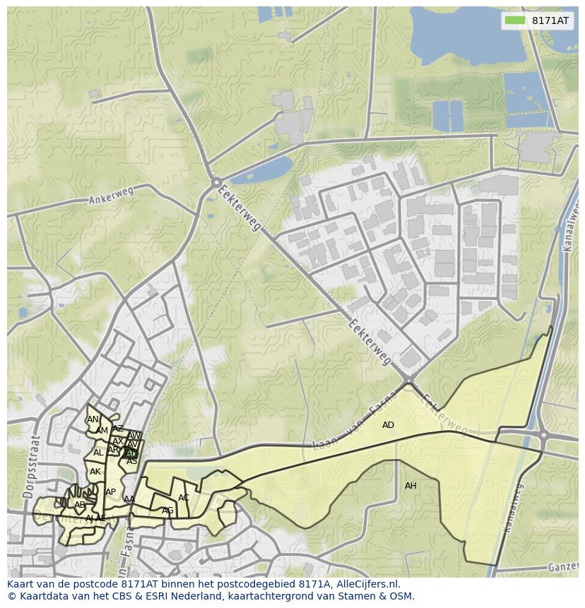 Afbeelding van het postcodegebied 8171 AT op de kaart.