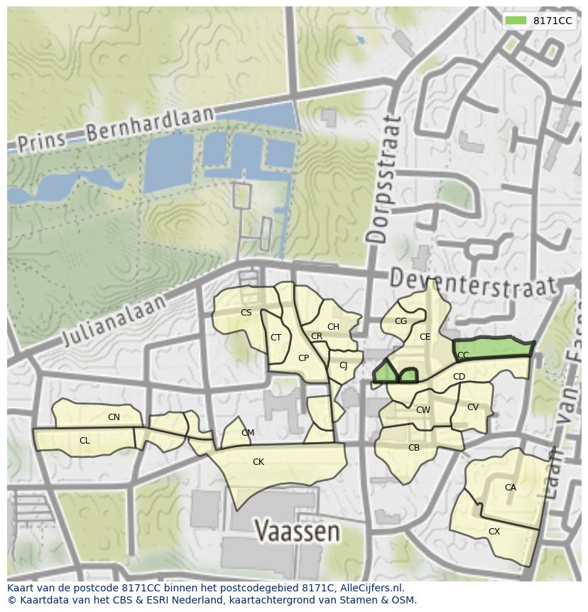 Afbeelding van het postcodegebied 8171 CC op de kaart.