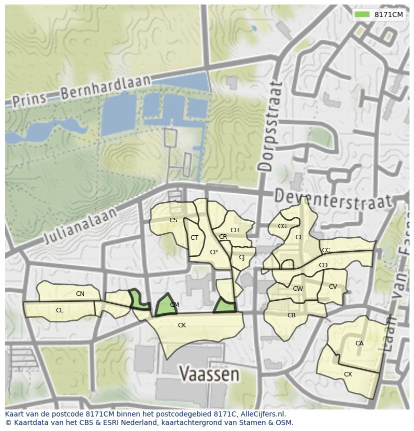 Afbeelding van het postcodegebied 8171 CM op de kaart.