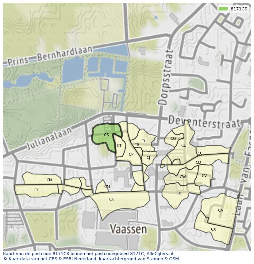 Afbeelding van het postcodegebied 8171 CS op de kaart.