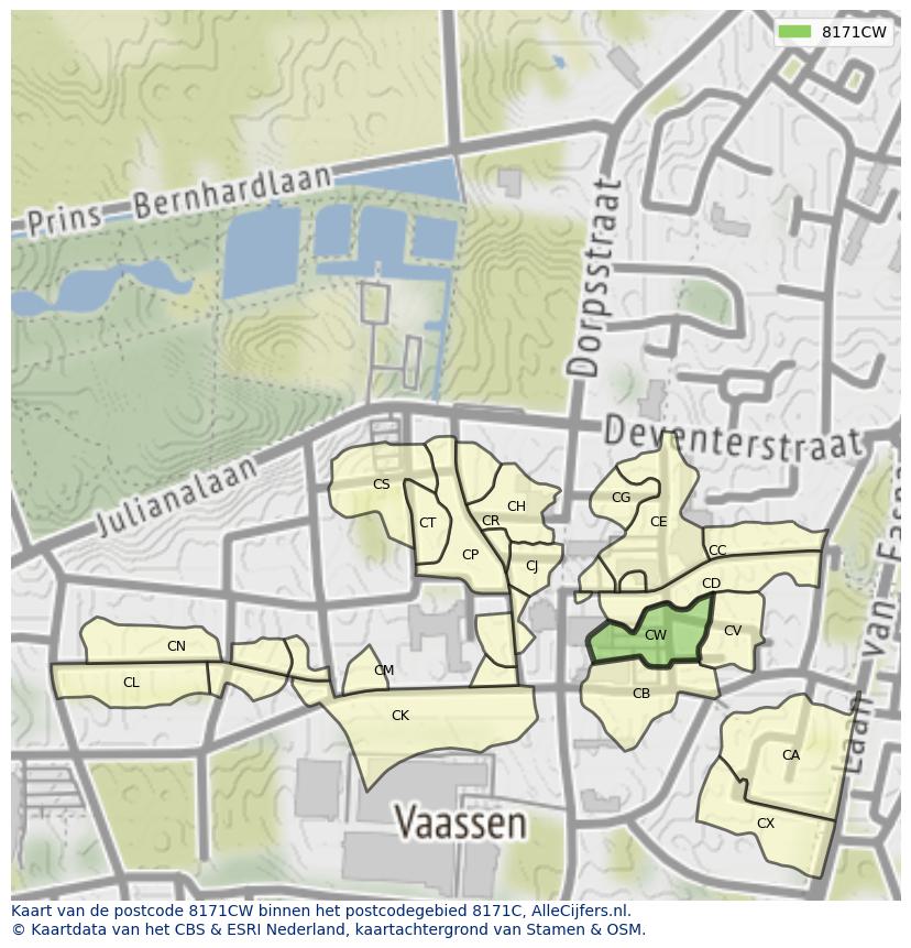 Afbeelding van het postcodegebied 8171 CW op de kaart.