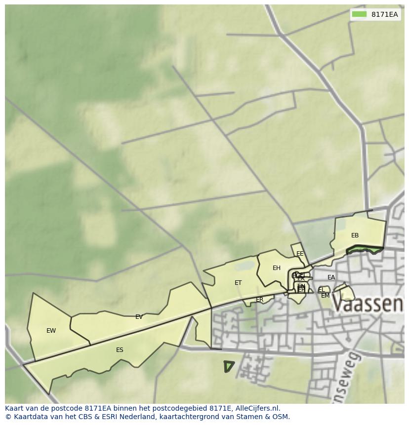 Afbeelding van het postcodegebied 8171 EA op de kaart.
