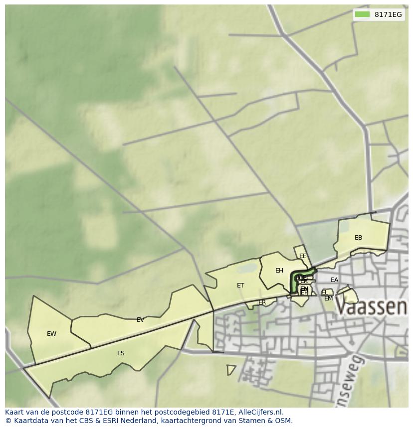 Afbeelding van het postcodegebied 8171 EG op de kaart.