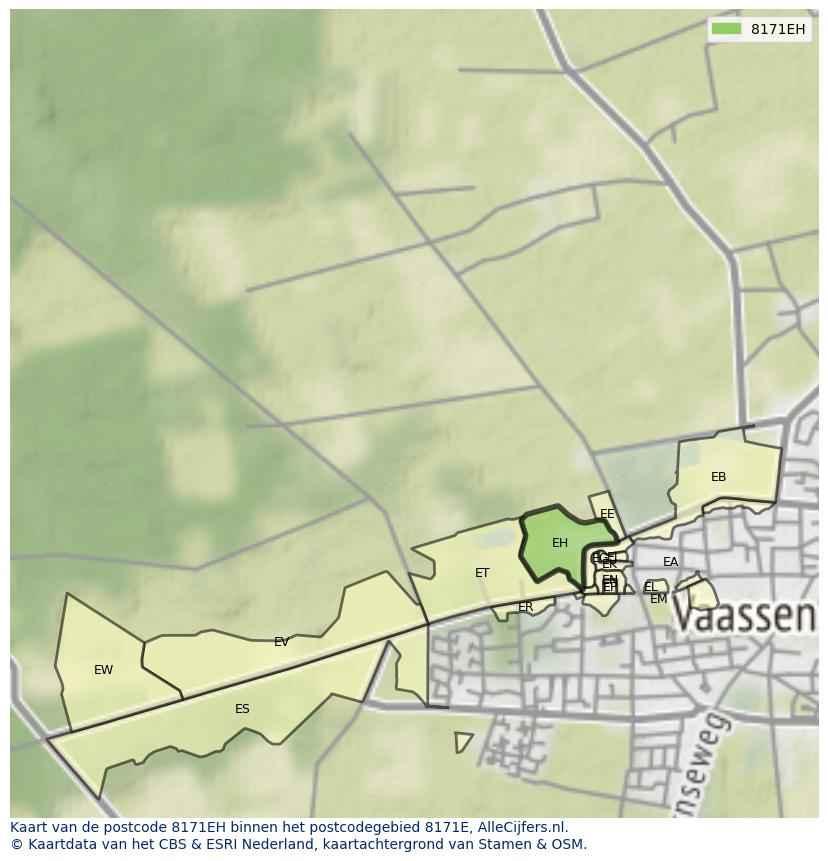 Afbeelding van het postcodegebied 8171 EH op de kaart.