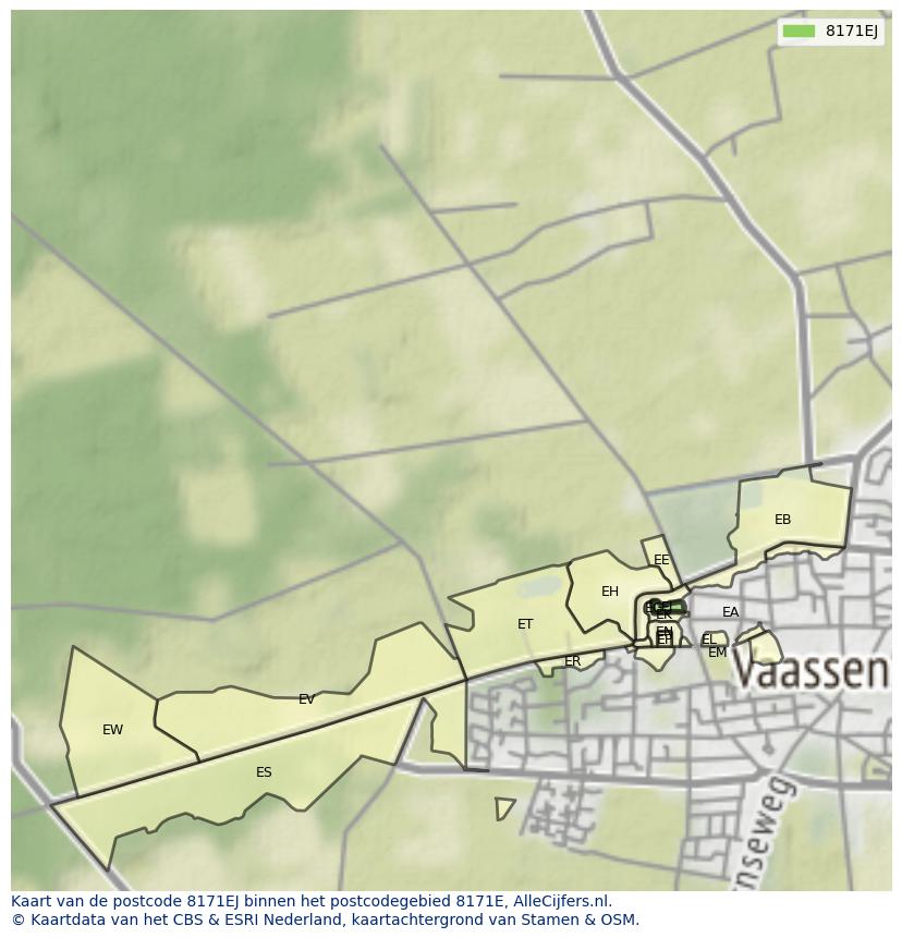 Afbeelding van het postcodegebied 8171 EJ op de kaart.