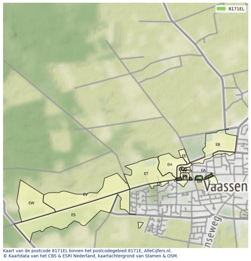 Afbeelding van het postcodegebied 8171 EL op de kaart.