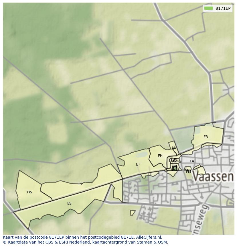 Afbeelding van het postcodegebied 8171 EP op de kaart.