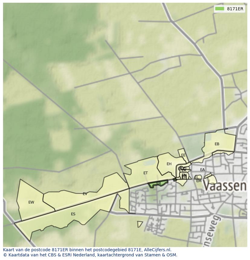 Afbeelding van het postcodegebied 8171 ER op de kaart.