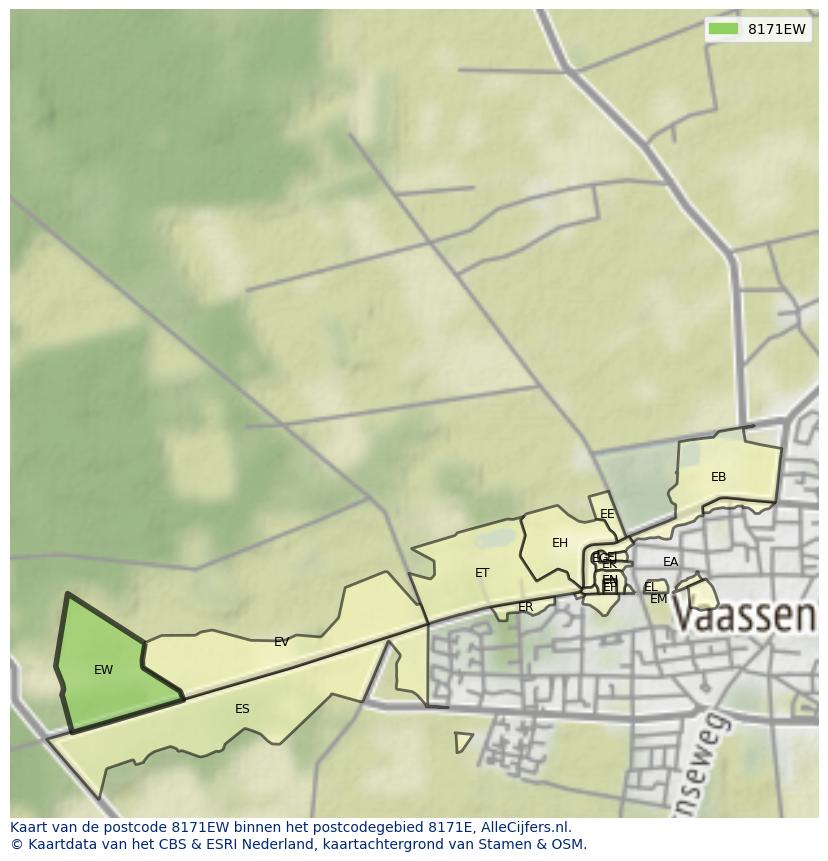 Afbeelding van het postcodegebied 8171 EW op de kaart.
