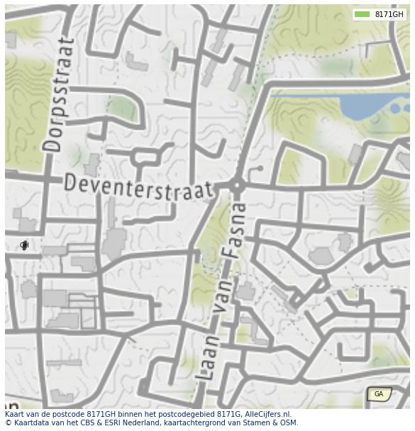 Afbeelding van het postcodegebied 8171 GH op de kaart.