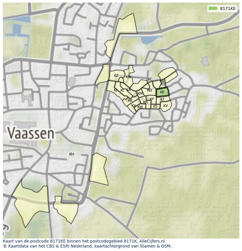 Afbeelding van het postcodegebied 8171 KE op de kaart.