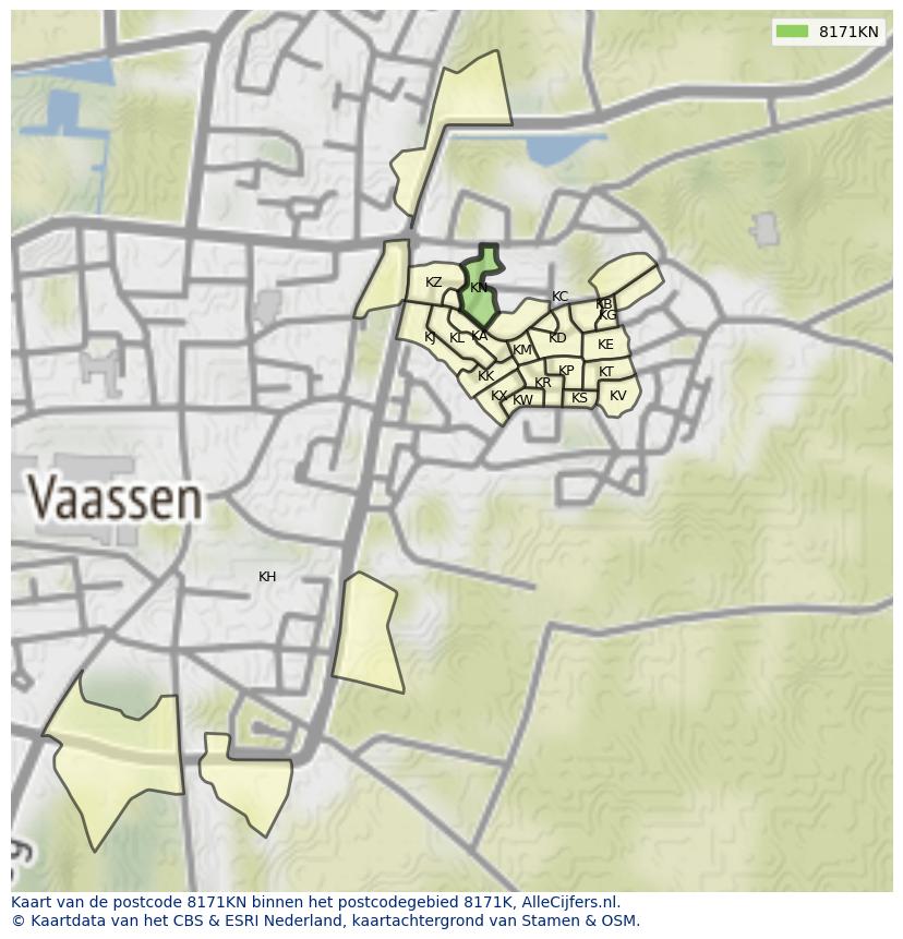 Afbeelding van het postcodegebied 8171 KN op de kaart.