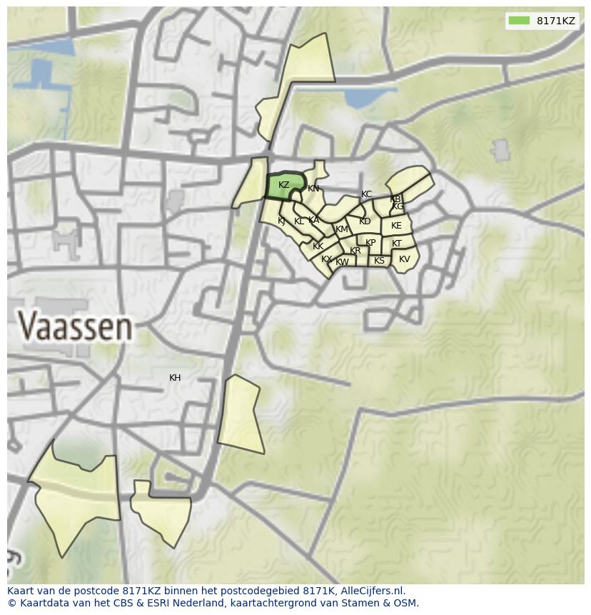 Afbeelding van het postcodegebied 8171 KZ op de kaart.