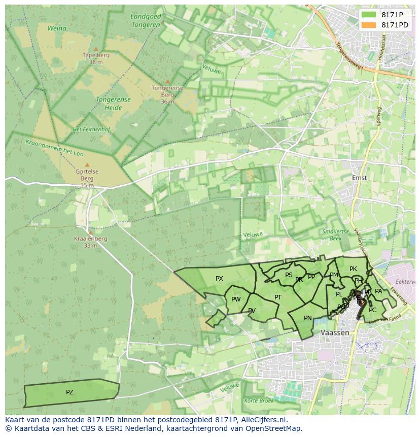 Afbeelding van het postcodegebied 8171 PD op de kaart.