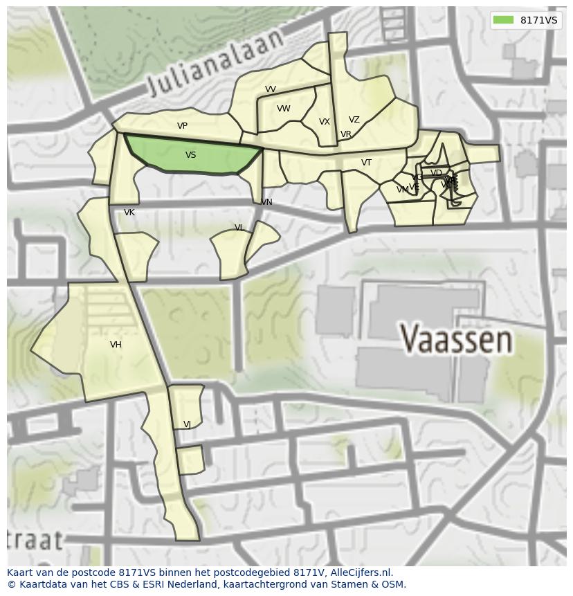 Afbeelding van het postcodegebied 8171 VS op de kaart.