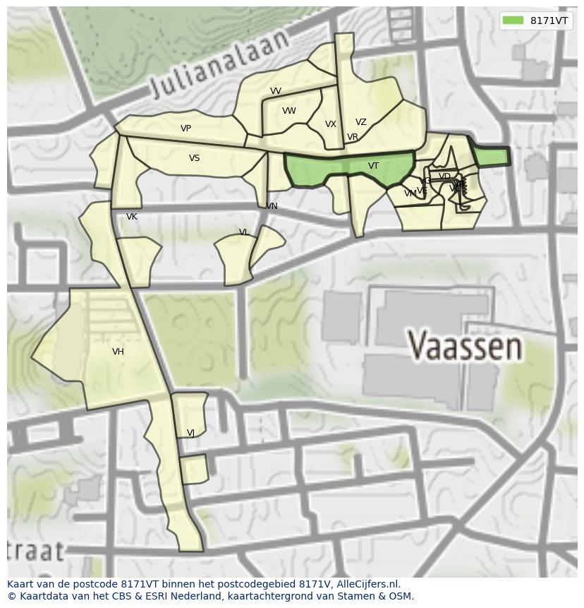 Afbeelding van het postcodegebied 8171 VT op de kaart.