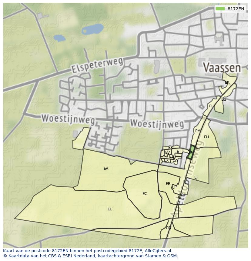 Afbeelding van het postcodegebied 8172 EN op de kaart.