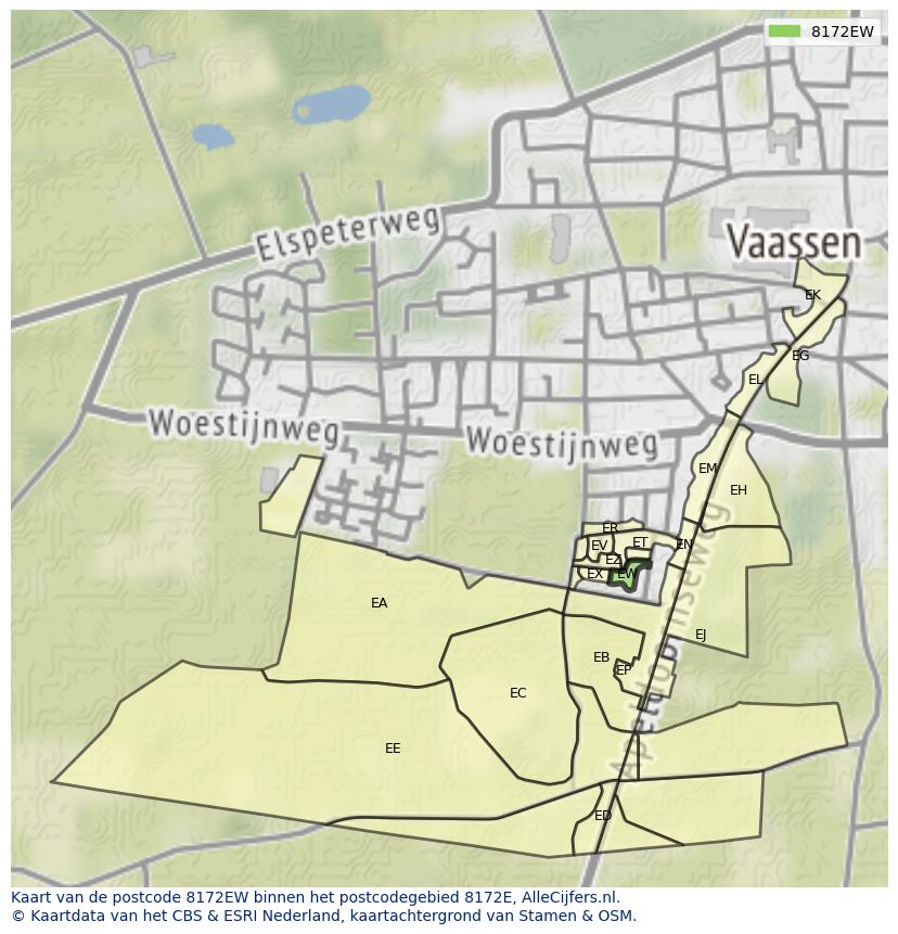 Afbeelding van het postcodegebied 8172 EW op de kaart.