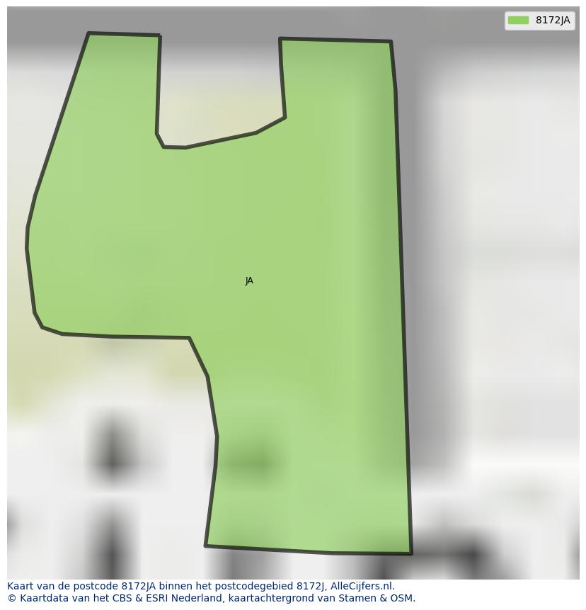 Afbeelding van het postcodegebied 8172 JA op de kaart.