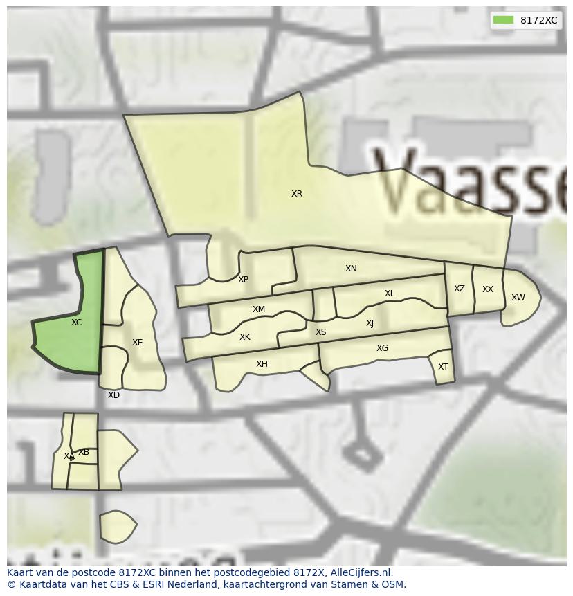 Afbeelding van het postcodegebied 8172 XC op de kaart.