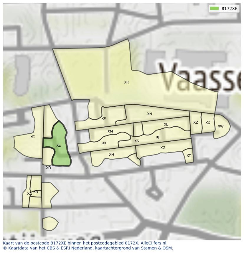 Afbeelding van het postcodegebied 8172 XE op de kaart.
