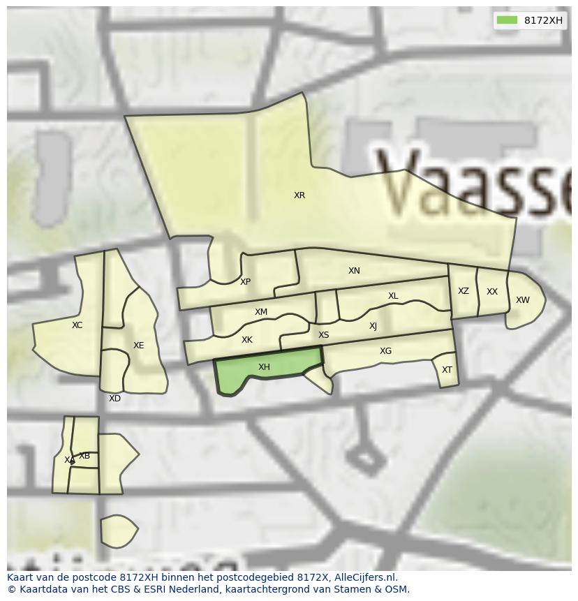 Afbeelding van het postcodegebied 8172 XH op de kaart.