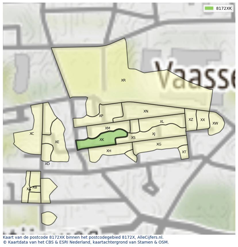 Afbeelding van het postcodegebied 8172 XK op de kaart.