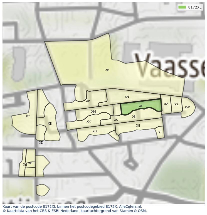 Afbeelding van het postcodegebied 8172 XL op de kaart.