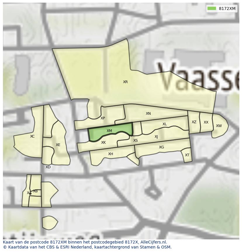 Afbeelding van het postcodegebied 8172 XM op de kaart.