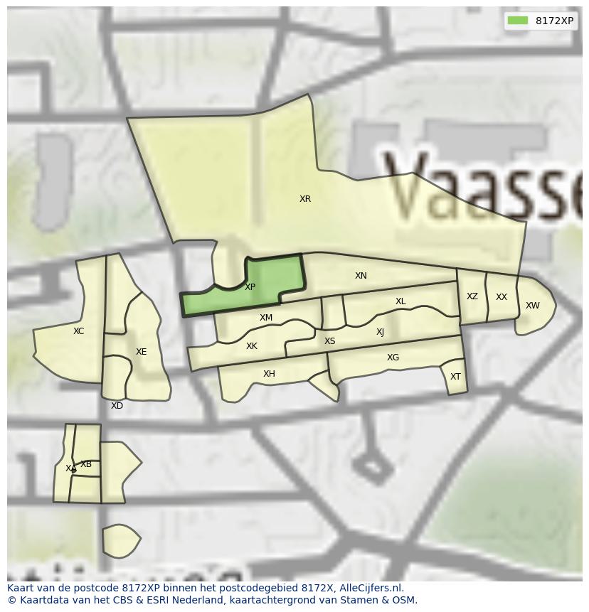 Afbeelding van het postcodegebied 8172 XP op de kaart.