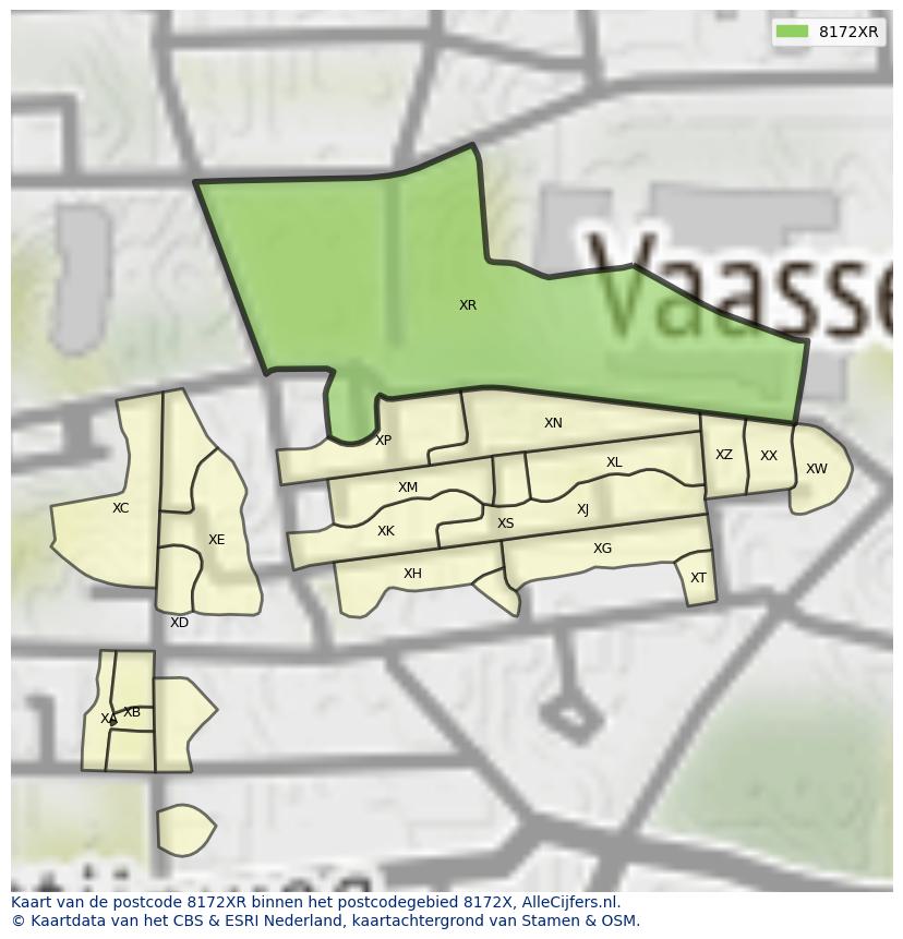 Afbeelding van het postcodegebied 8172 XR op de kaart.