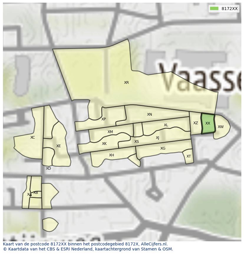 Afbeelding van het postcodegebied 8172 XX op de kaart.