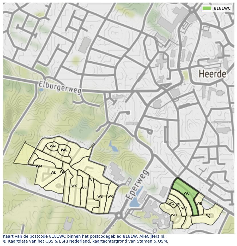 Afbeelding van het postcodegebied 8181 WC op de kaart.