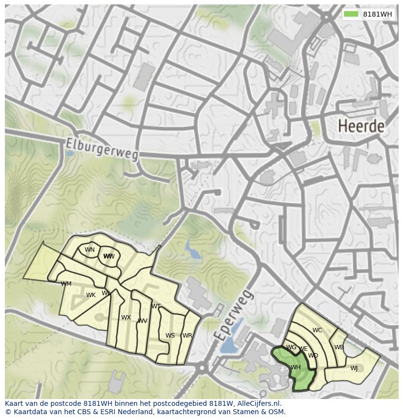 Afbeelding van het postcodegebied 8181 WH op de kaart.