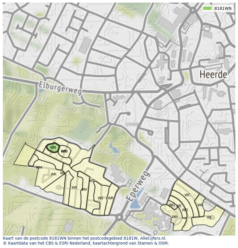 Afbeelding van het postcodegebied 8181 WN op de kaart.