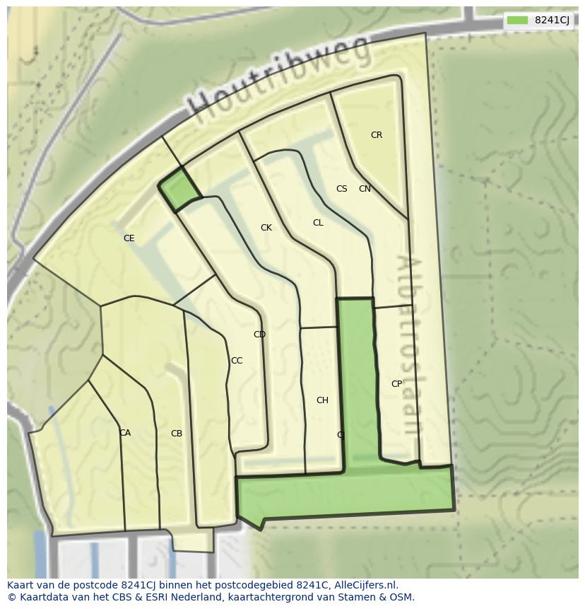 Afbeelding van het postcodegebied 8241 CJ op de kaart.
